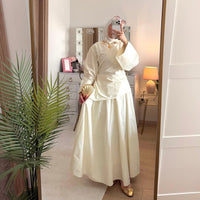 Bell Sleeve Back-Tie Top & A-Line Maxi Skirt Set(MS469)