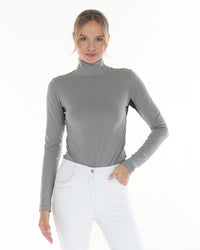 BellEq™ Equestrian Apparel Summer Mini Mesh pullover in slate, front view showcasing lightweight, breathable summer riding gear.