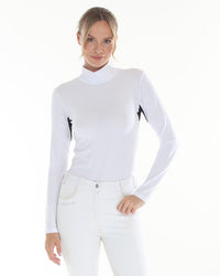 White BellEq™ Equestrian Apparel Summer Mini Mesh pullover displayed from the front, showcasing lightweight, breathable fabric.