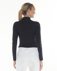 BellEq™ Equestrian Apparel Summer Mini Mesh pullover in caviar color, showing the back view with breathable mesh fabric.