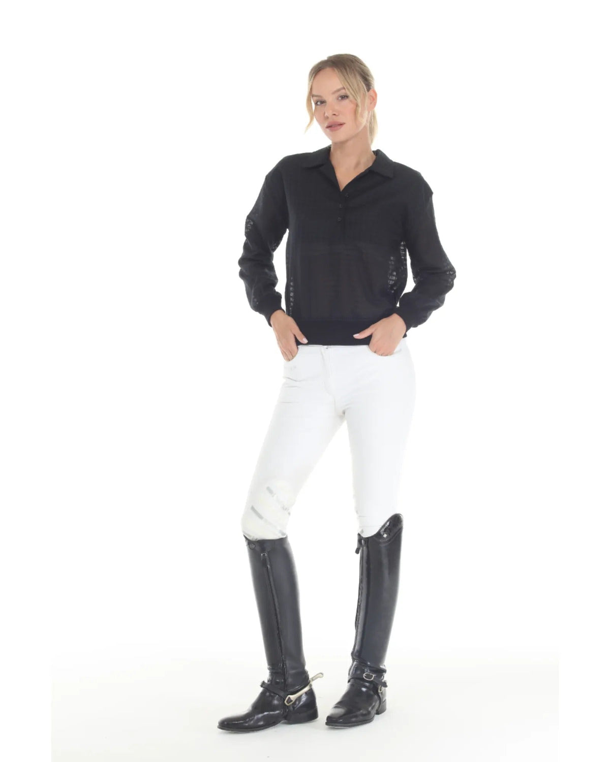 Blackberry-colored SUNDAE Women's Blouse by BellEq Equestrian Apparel, a stylish shirt with a comfortable fit.