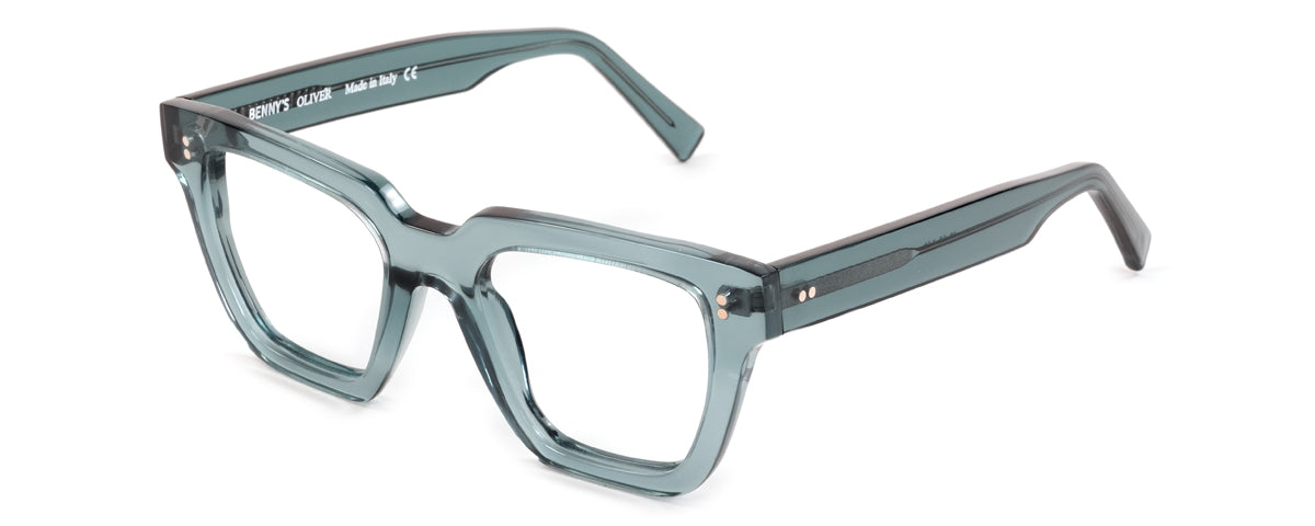 Black Oliver reading glasses from Benny's Eyewear with clear lenses and a classic frame design.