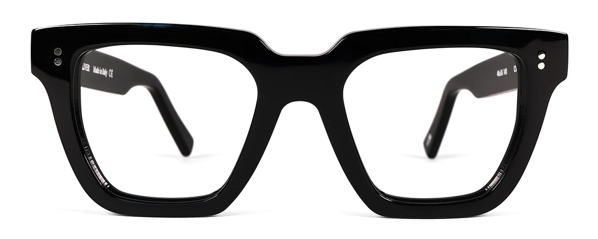 Black Oliver reading glasses by Benny's Eyewear with clear lenses and stylish frame, designed for comfortable reading.