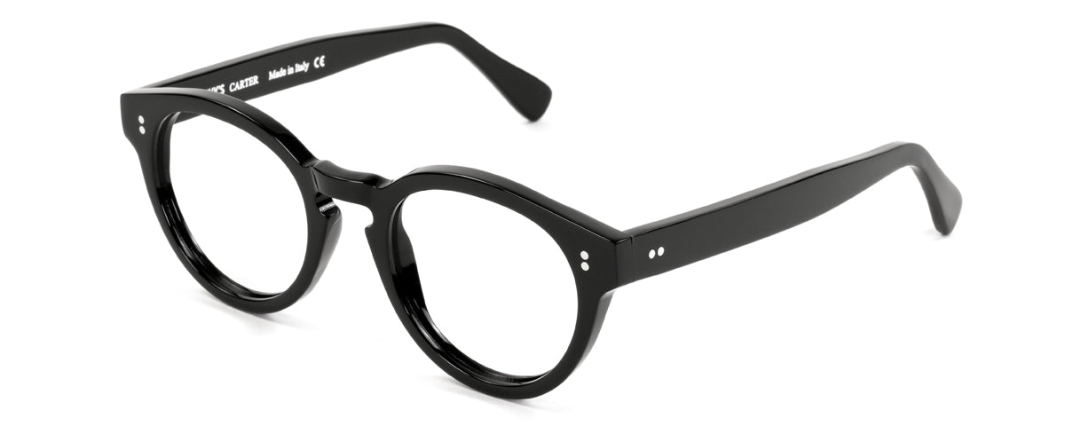 Blue translucent Benny's Eyewear Carter reading glasses with 1.00 magnification and stylish modern design.