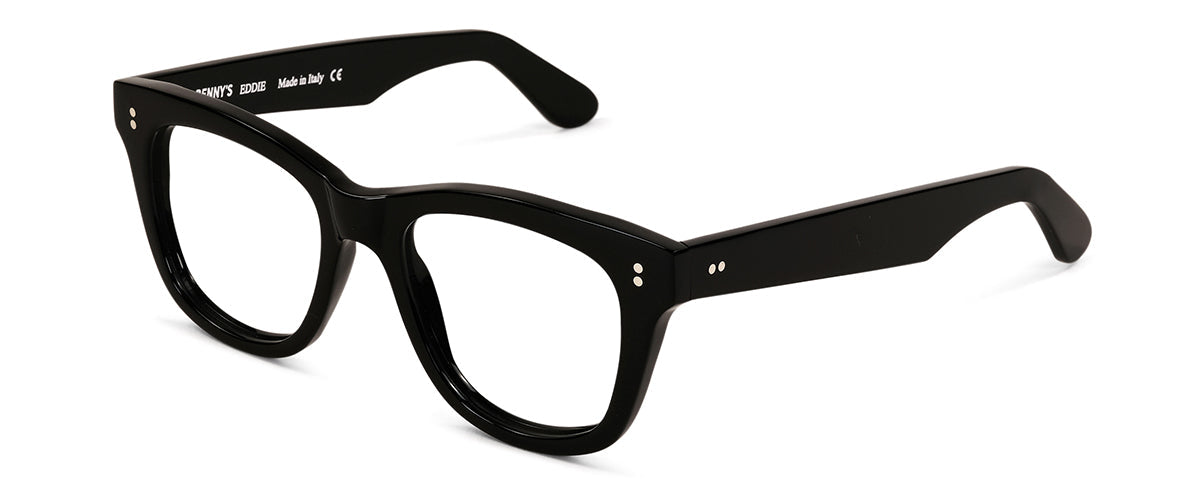 Black Eddie reading glasses by Benny's Eyewear with round frames, shown at a stylish angle.