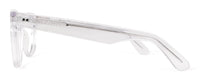Clear crystal Eddie reading glasses by Benny's Eyewear with side profile view showing stylish frame and lenses
