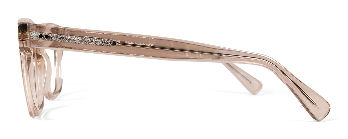 Beige Lincoln reading glasses by Benny's Eyewear with clear crystal lenses and 1.00 magnification.
