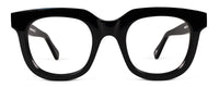 Black Kathryn reading glasses by Benny's Eyewear with clear lenses and stylish frame, designed for comfortable reading.
