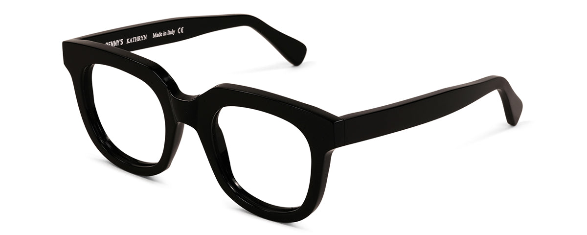 Black Kathryn reading glasses by Benny's Eyewear featuring clear lenses and stylish frame design.