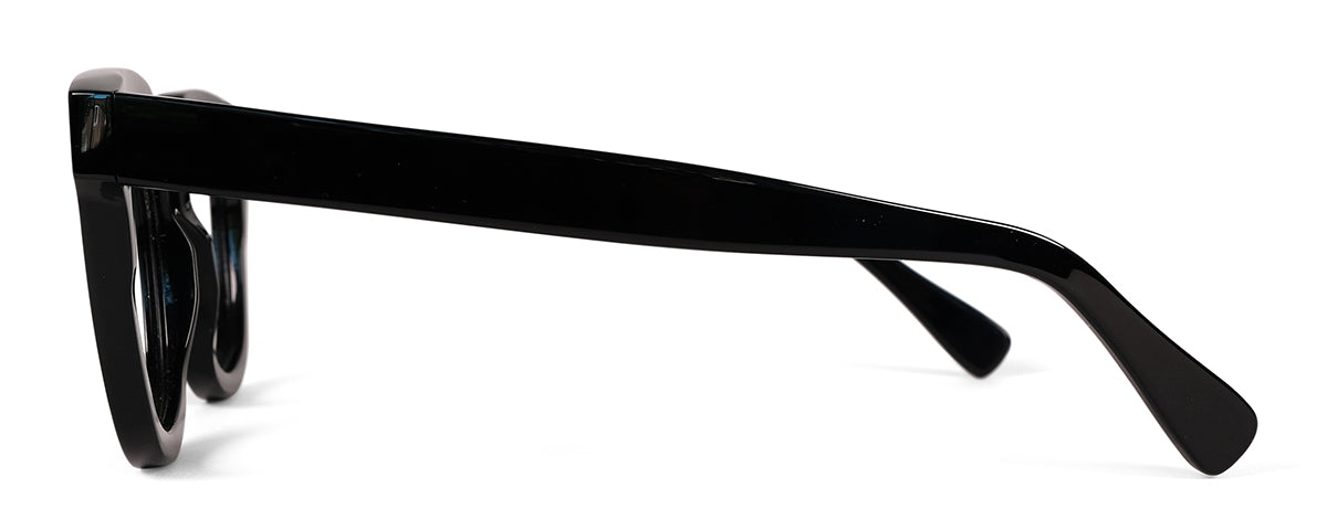 Black Benny's Eyewear Kathryn reading glasses with clear lenses and sleek design, shown from the front.