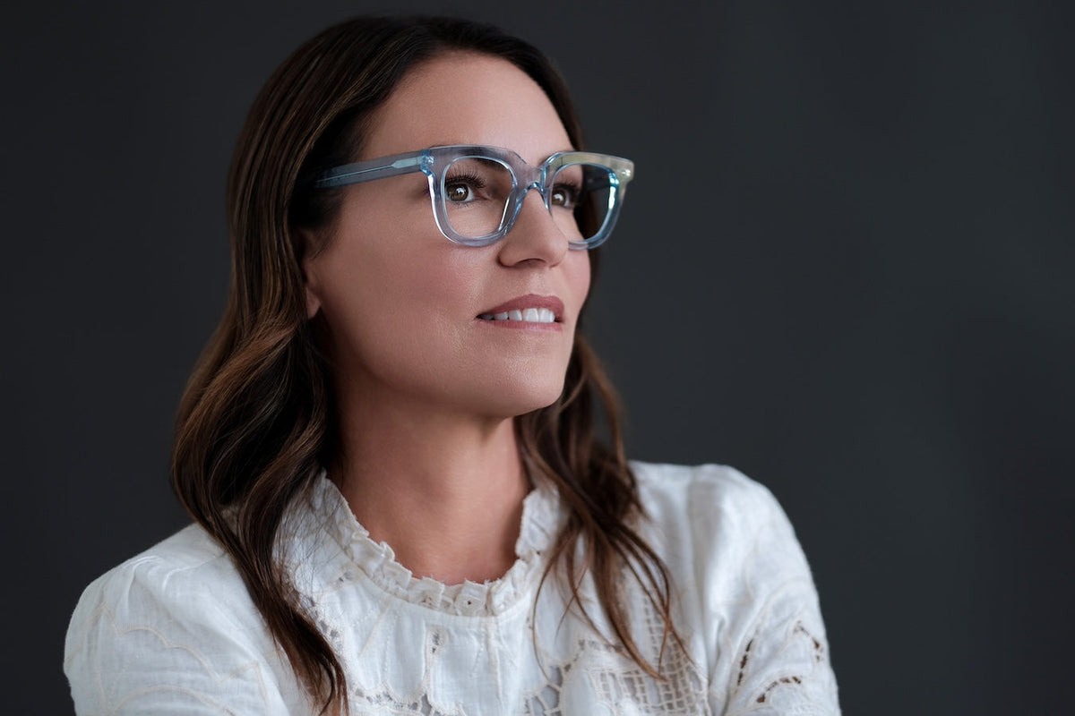 Black Kathryn reading glasses by Benny's Eyewear with clear lenses and stylish frame.