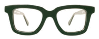 Green Gianna reading glasses by Benny's Eyewear with clear lenses and stylish frame.