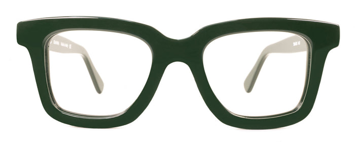 Green Gianna reading glasses by Benny's Eyewear with clear lenses and stylish frame.