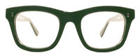 Green Benny's Eyewear reading glasses with clear lenses and stylish frame, designed for comfortable reading.