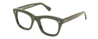Benny's Eyewear green Vark reading glasses with 1.00 magnification, stylish design and clear lenses for easy reading.