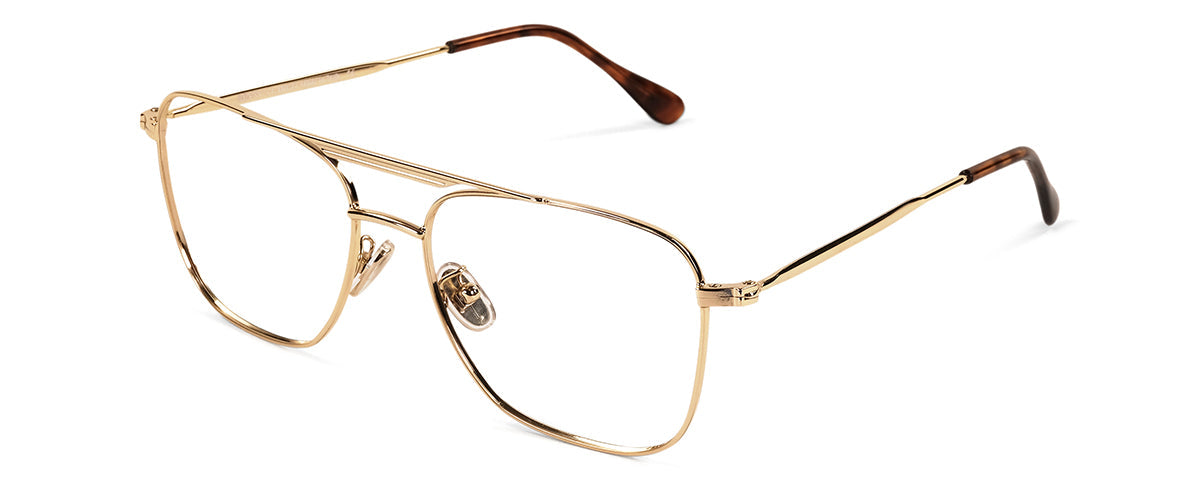 Benny's Eyewear Largo reading glasses with gold frame and 1.00 magnification, stylish and lightweight for everyday use.