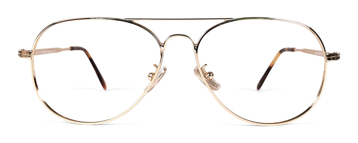 Benny's Eyewear Johnson reading glasses with gold frame and 1.00 magnification, stylish and lightweight for everyday use.