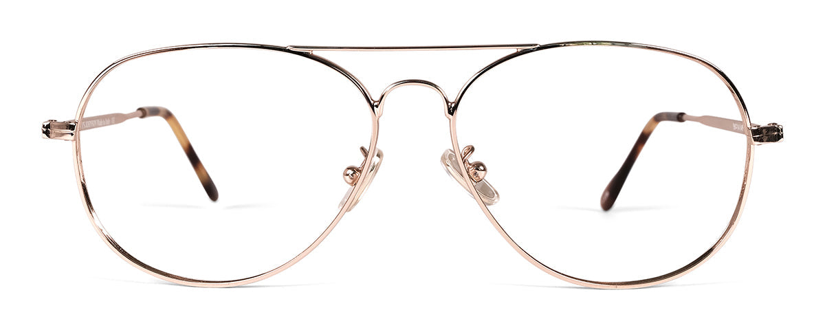 Johnson reading glasses by Benny's Eyewear with gold frames and 1.00 magnification, close-up view of stylish eyewear.