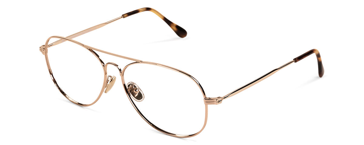 Benny's Eyewear Johnson reading glasses with gold frame and 1.00 magnification, stylish and lightweight for everyday use.