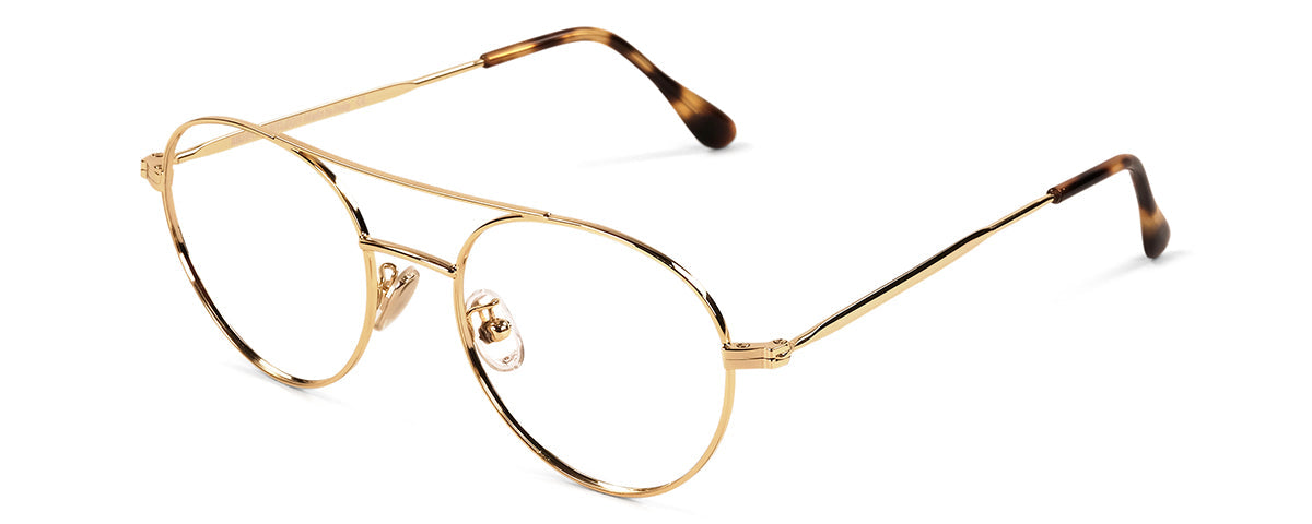 Wilson reading glasses by Benny's Eyewear with gold frames and 1.00 magnification, featuring a sleek, modern design.
