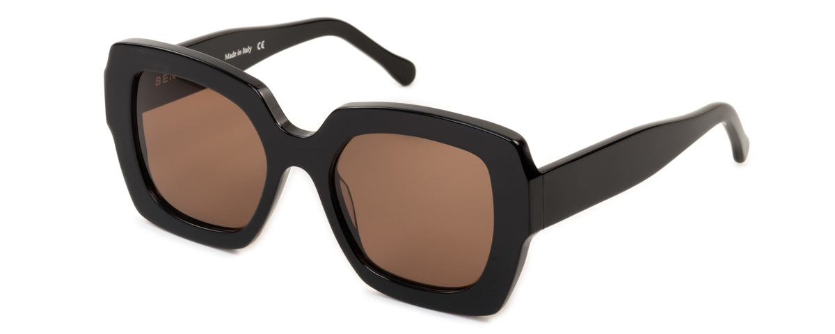 Benny's Eyewear grey Ann sunglasses with rounded frames and dark tinted lenses, stylish eyewear for sun protection