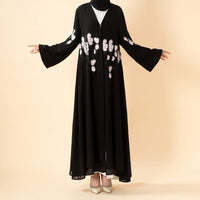 Luxury Floral Embroidered Double-Layer Chiffon Open Abaya(MOA308)