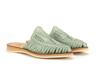 Teal Marbella Huarache Slip-On shoes by Bottomless Co. displayed on a neutral background, showcasing their stylish design.