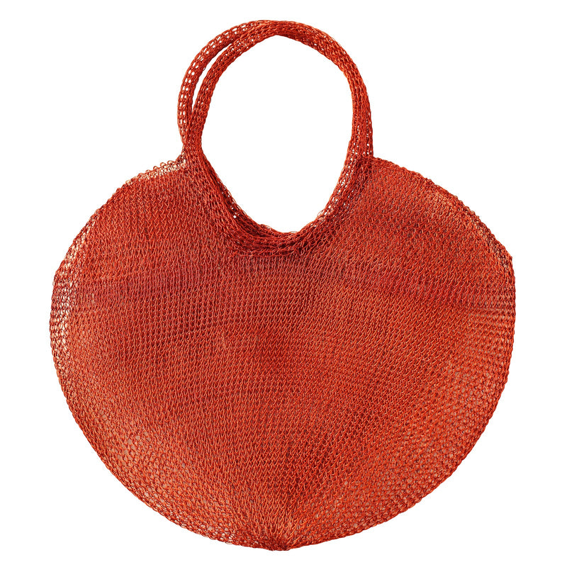 Copper Sol Mesh Wire Tote Bag by BrunnaCo, a stylish beach bag with a mesh wire design and sturdy handles.