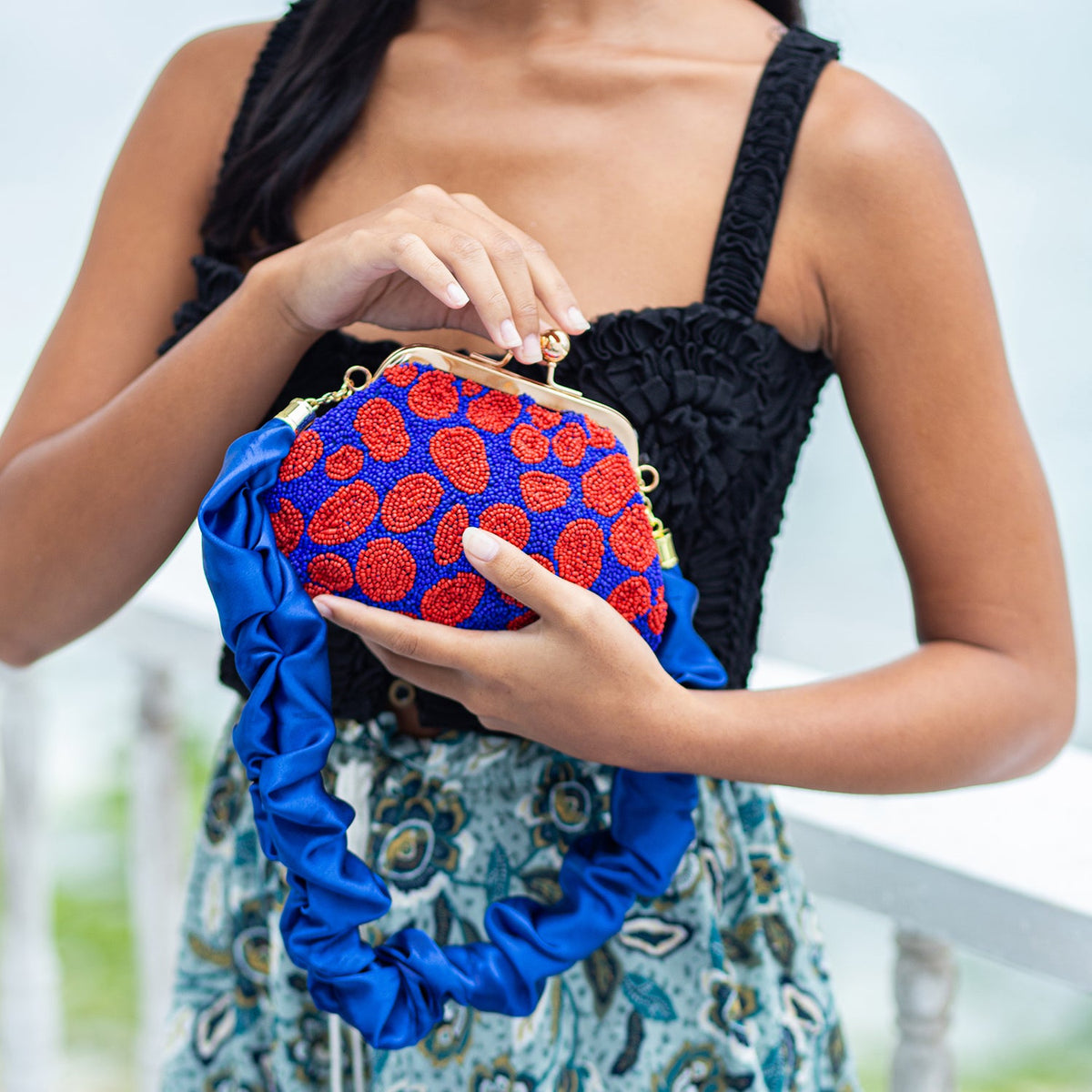 BrunnaCo Arnoldi Mandy hand-beaded clutch bag with intricate beadwork and elegant design, perfect for evening occasions.
