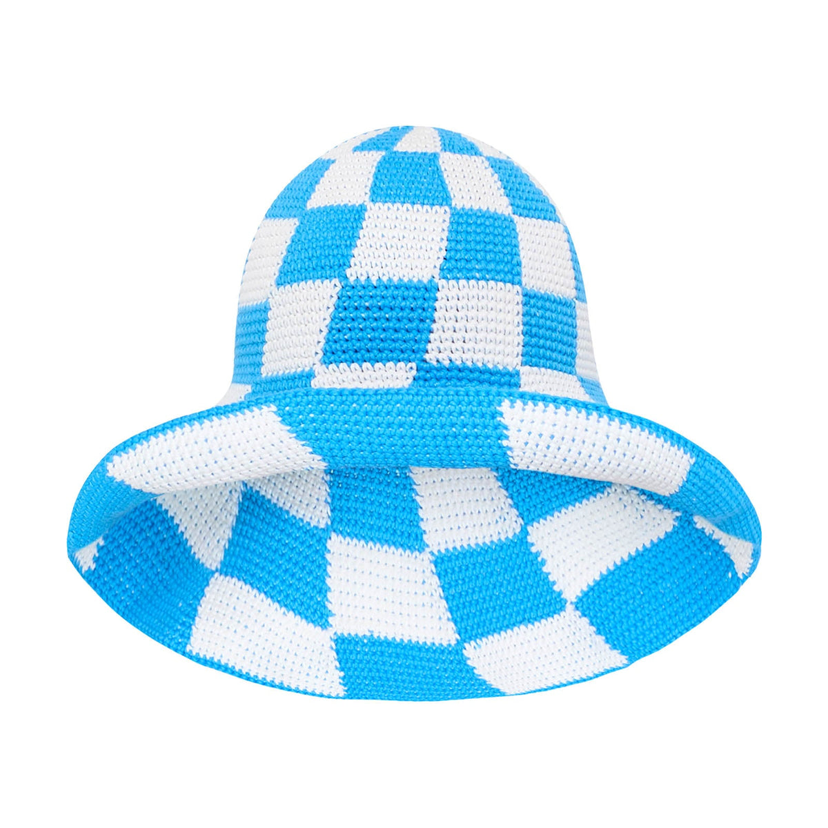 Green and white checkered crochet hat by BrunnaCo, The Shilo style, featuring a stylish and cozy design.