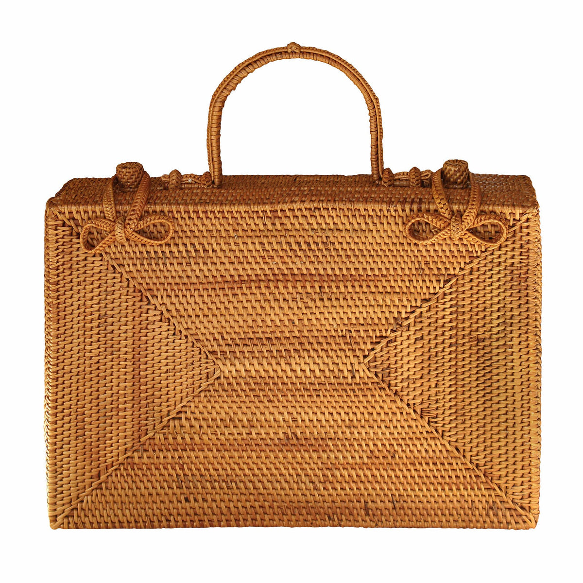 BrunnaCo RAHAYU Atta rattan handbag in mocca brown with woven design and shoulder strap, stylish and eco-friendly accessory.