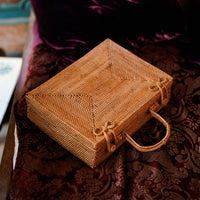 BrunnaCo RAHAYU Atta rattan handbag in mocca brown with woven design, stylish and eco-friendly accessory.