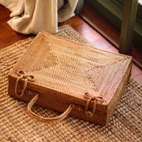 BrunnaCo RAHAYU Atta rattan handbag in mocca brown with woven design, featuring a stylish, natural look for casual or chic outfits.