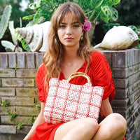 BrunnaCo Marche Calabasas recycled market tote bag featuring eco-friendly materials and a spacious design for shopping or daily use.