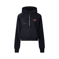 Women’s cropped hoodie by Built From Pain with a half-zip front, shown in a casual, comfortable style.