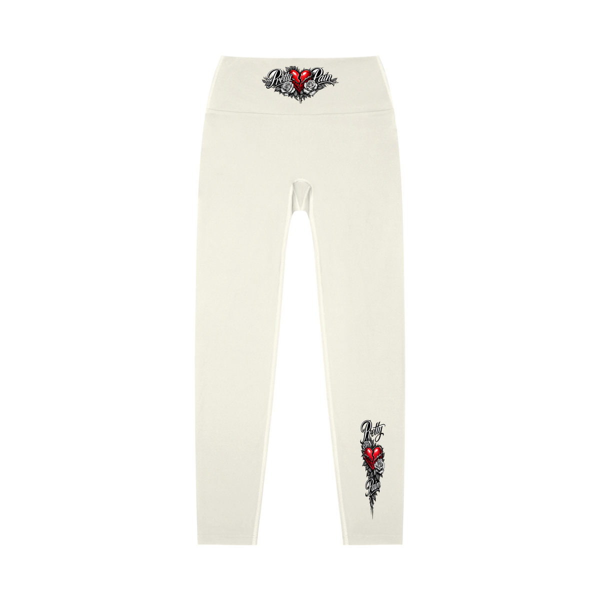 High-waisted yoga leggings by Built From Pain with a sleek, stretchy black design and subtle branding at the waistband.