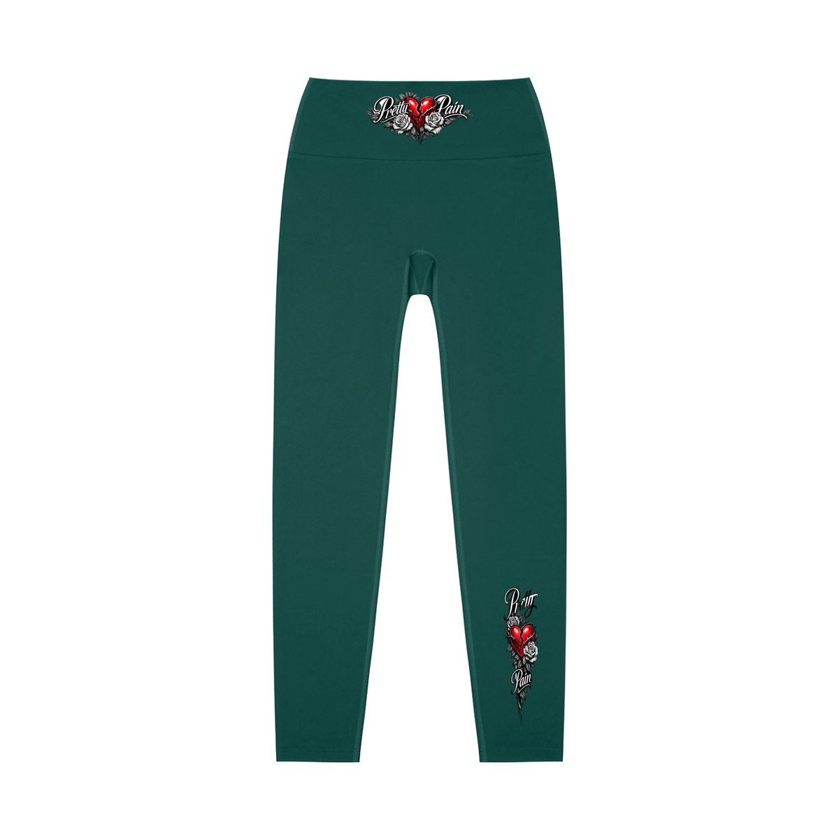 Built From Pain Pretty Pain high-waisted yoga leggings in black, stretchy and snug for comfortable exercise wear.