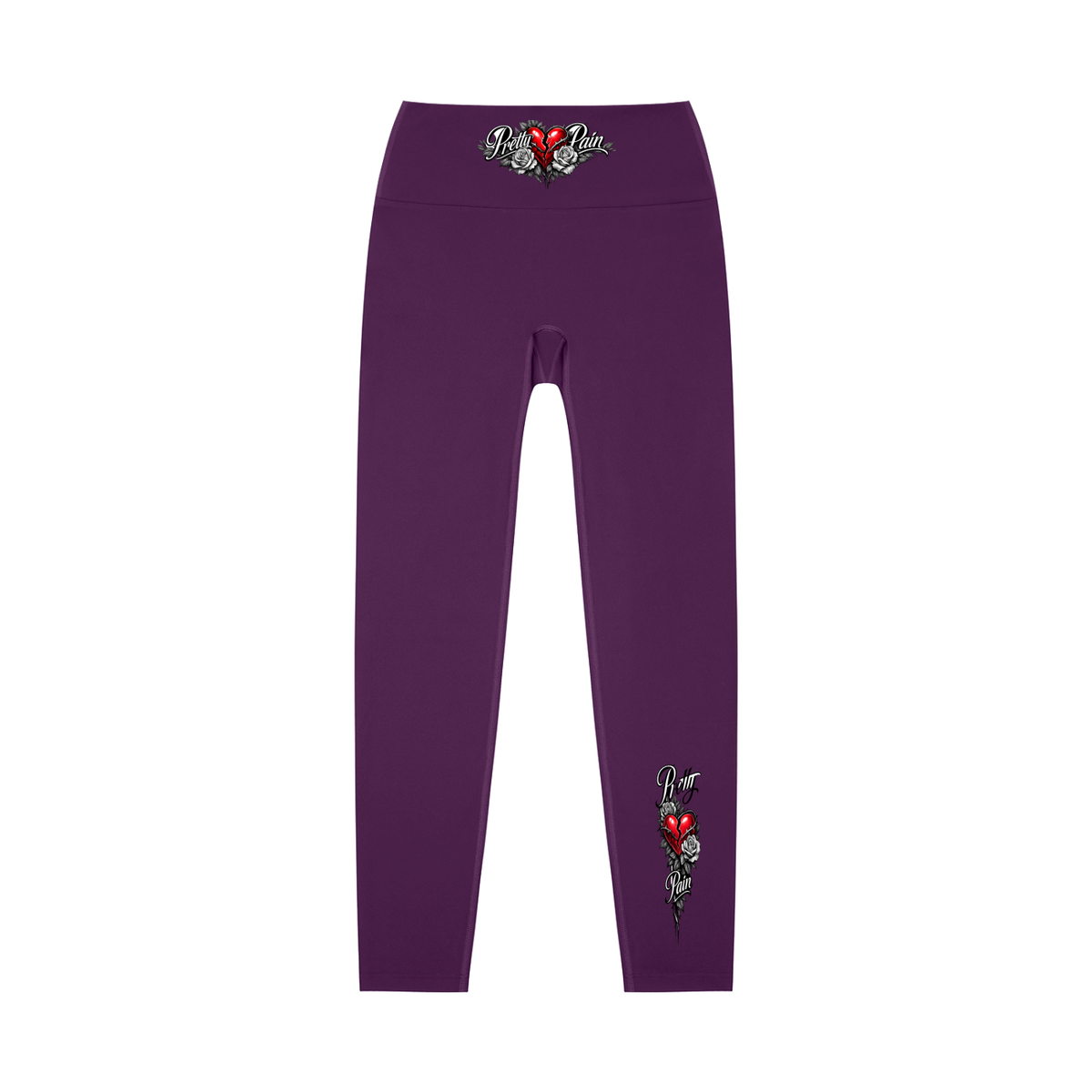 High-waisted yoga leggings by Built From Pain from the PRETTY PAIN collection, with a sleek black design and comfortable fit.