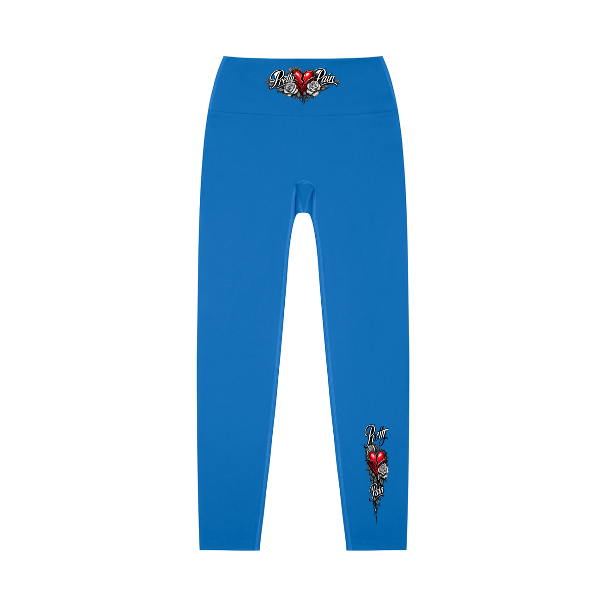 High-waisted Pretty Pain yoga leggings by Built From Pain, shown in black with a snug fit and comfortable stretch for active wear.