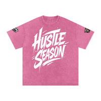 Built From Pain Hustle Season Snow Washed Oversized Cotton T-Shirt displayed with a relaxed fit and soft snow-washed fabric.