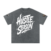 Built From Pain Hustle Season snow washed oversized cotton T-shirt with relaxed fit and casual style.