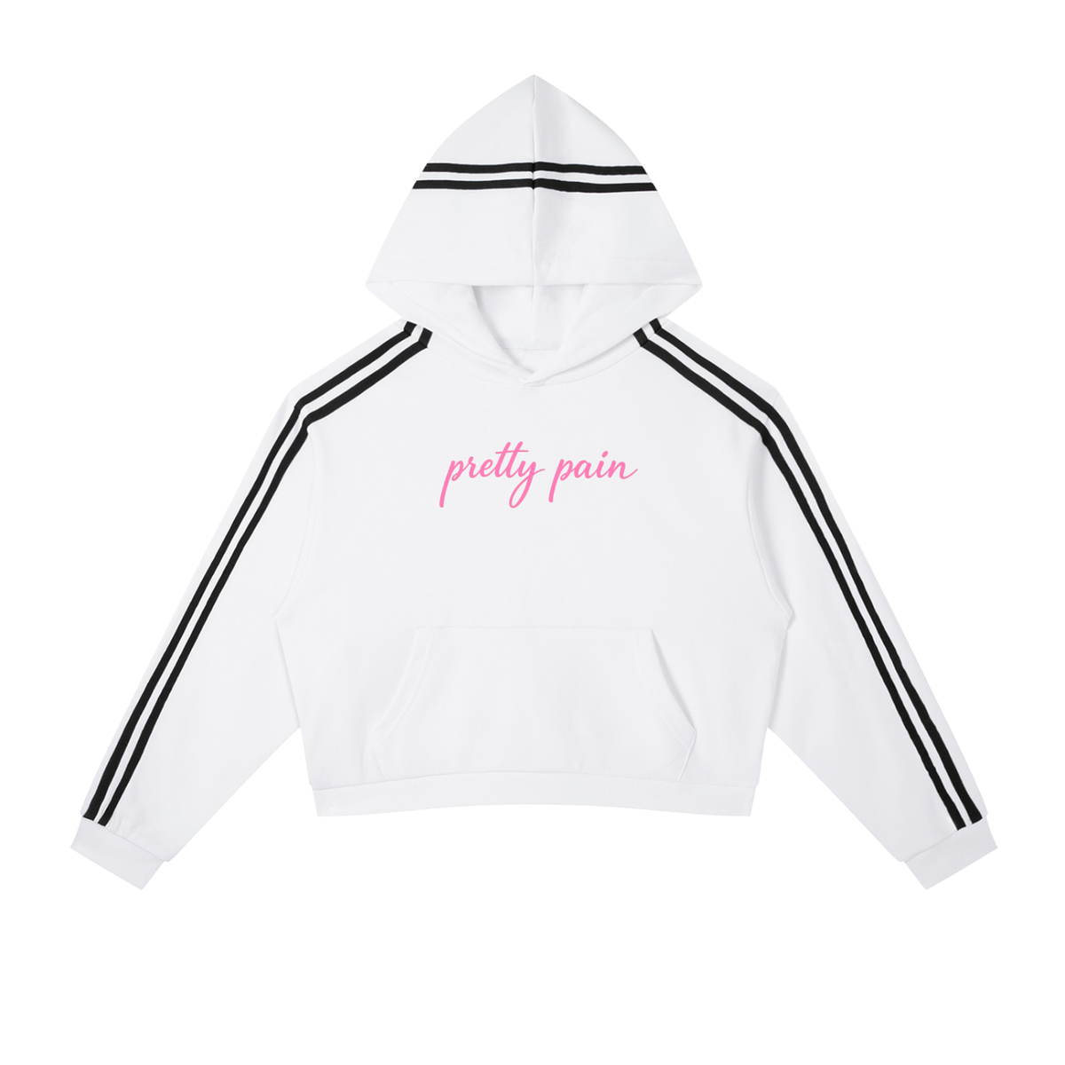 Built From Pain contrast side stripe cropped hoodie with black color, featuring a stylish side stripe design and cropped fit.