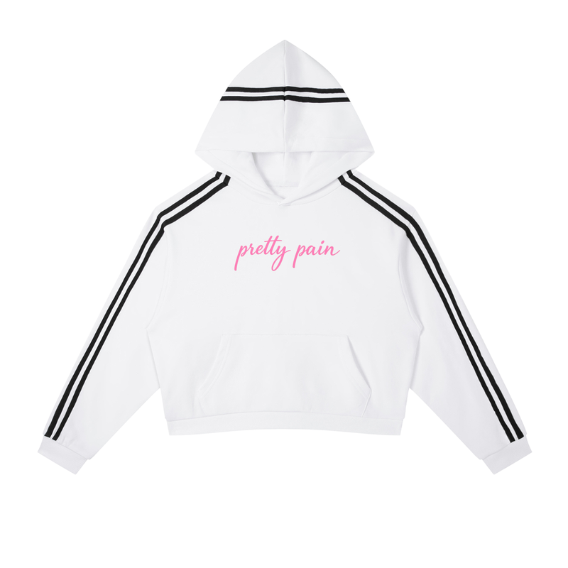 Built From Pain contrast side stripe cropped hoodie with black color, featuring a stylish side stripe design and cropped fit.