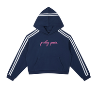 Contrast side stripe black cropped hoodie by Built From Pain, featuring bold stripe details and a relaxed fit.