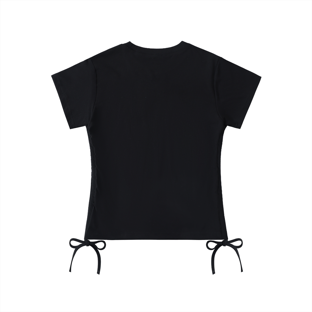 Built From Pain Essential Drawstring T-Shirt in black with drawstring neckline and casual fit, displayed flat on a white background.