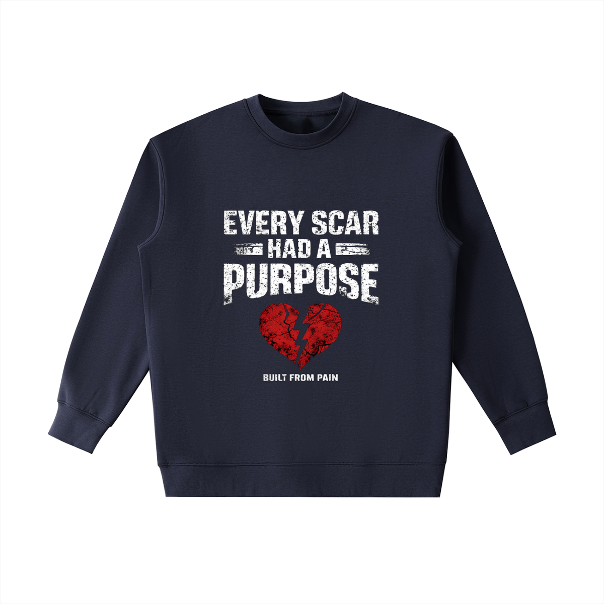 Built From Pain heavyweight crewneck sweatshirt with a soft, durable fabric, showcasing a comfortable fit and classic design.