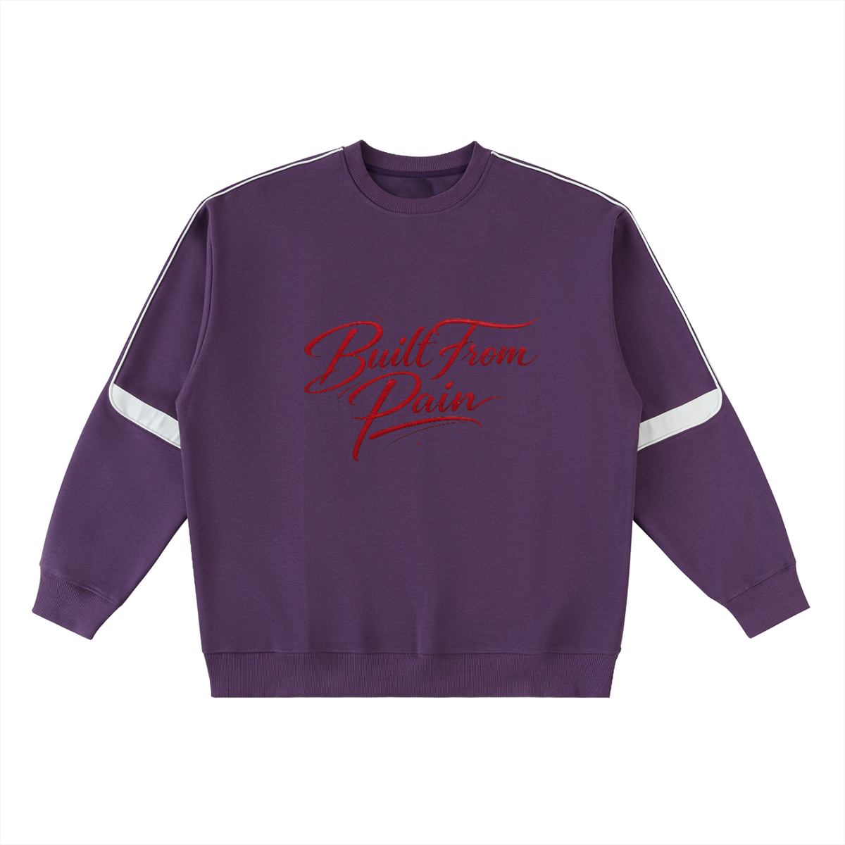 Built From Pain oversized crewneck taped sweatshirt with a relaxed fit, featuring taped detailing on the sleeves and a comfortable design.