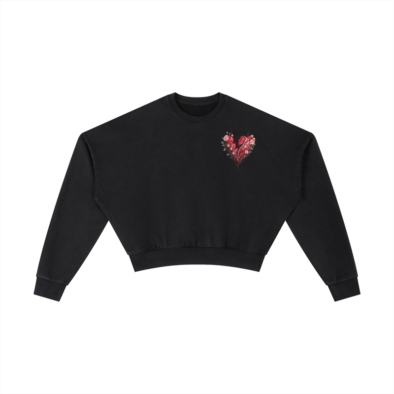 Built From Pain vintage washed cropped sweatshirt with a relaxed fit and distressed detailing on soft, comfortable fabric.
