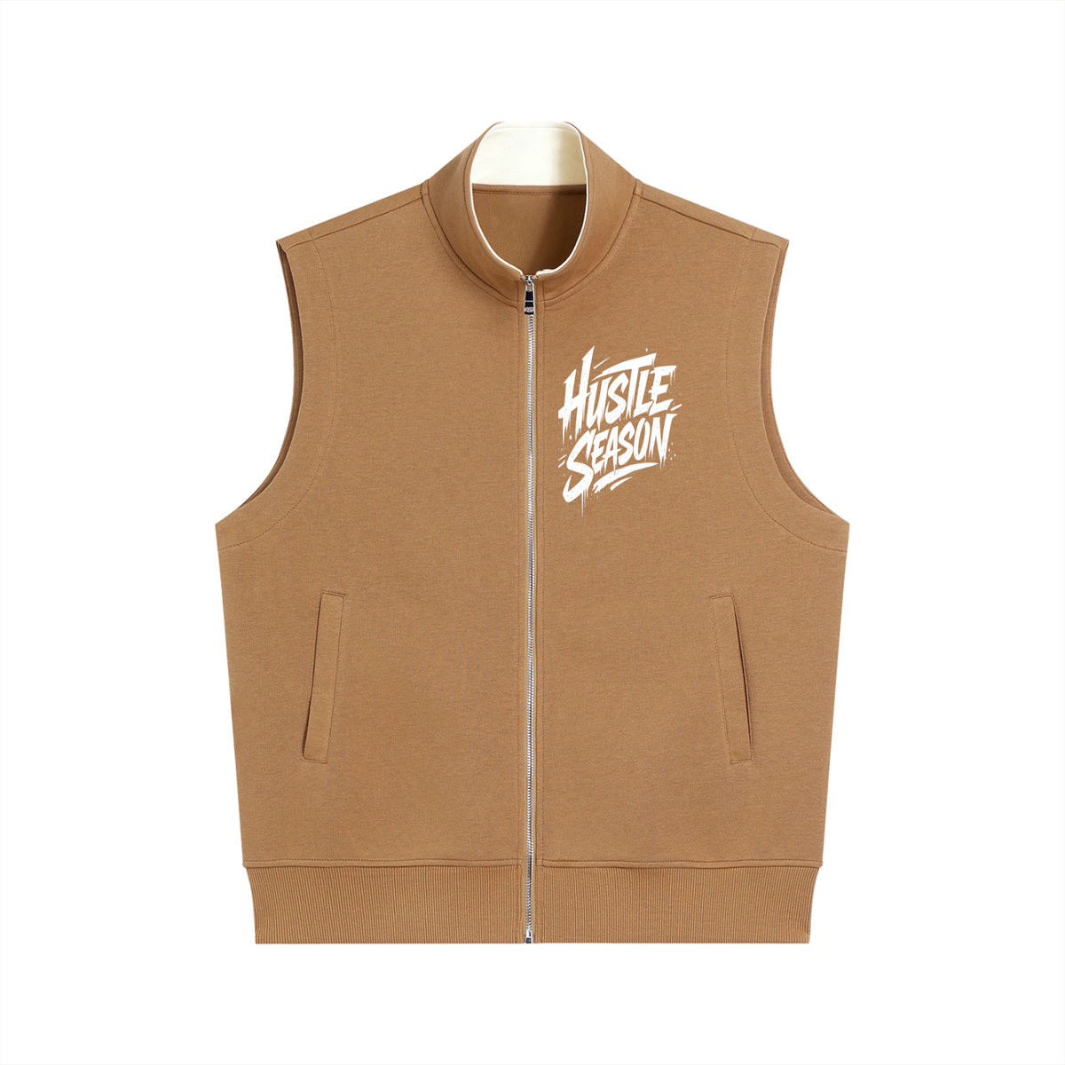 Built From Pain Essential Heavyweight Vest shown on a model, featuring durable fabric and a sleek design for workout and casual wear.