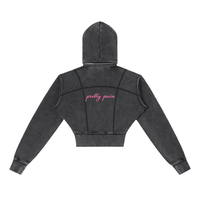 Vintage Washed Built From Pain PRETTY PAIN cropped fleece hoodie with a relaxed fit and faded washed finish.